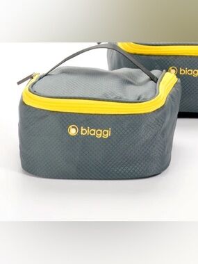 Biaggi Gray & Yellow Travel Cosmetic Bag one storage luggage organization bag